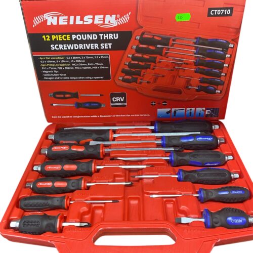 NEILSEN 12 PIECE POUND THRU SCREWRIVER SET